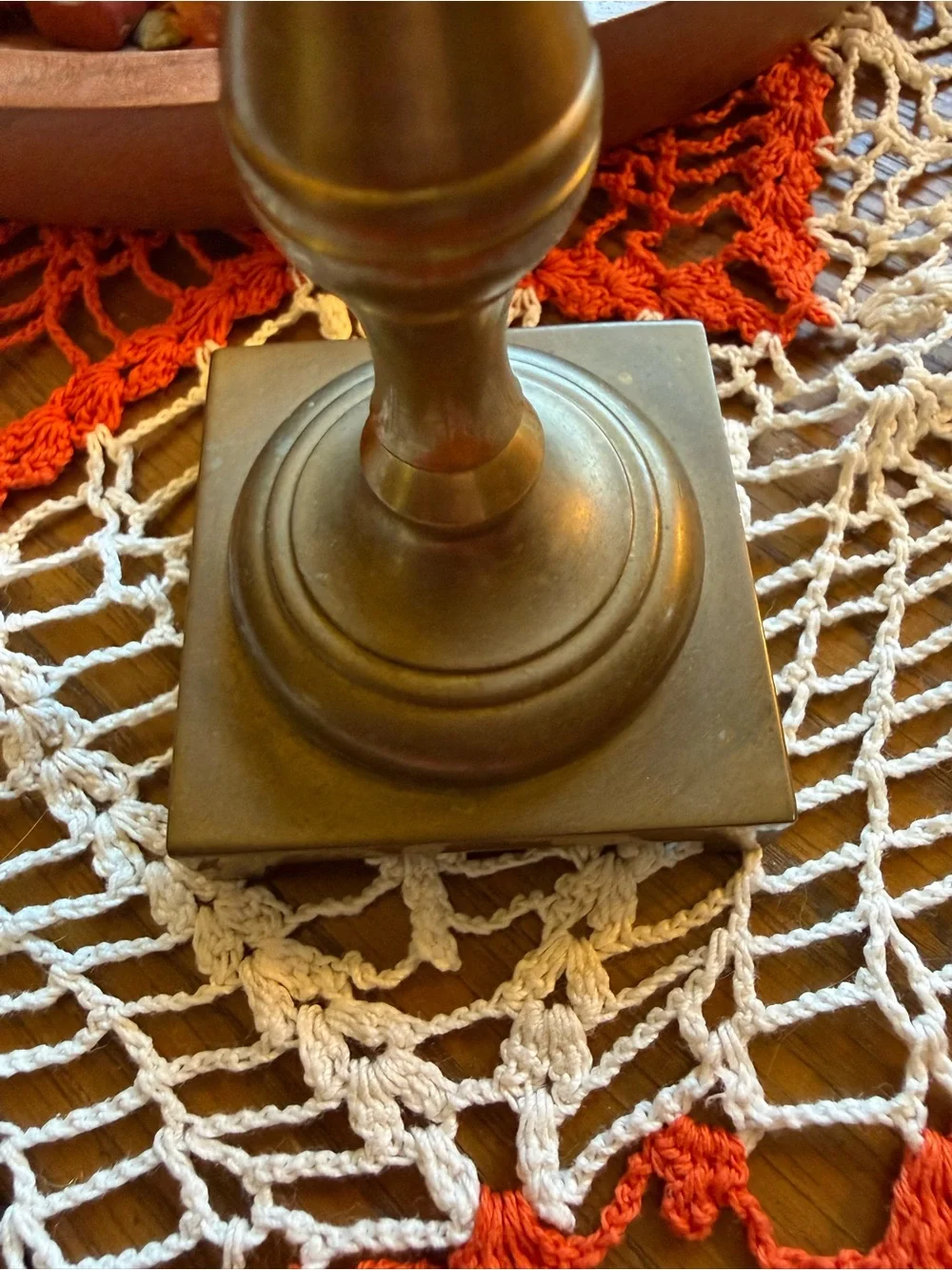 Vintage Brass Candlestick Holder 8” Square Footed Base Patina